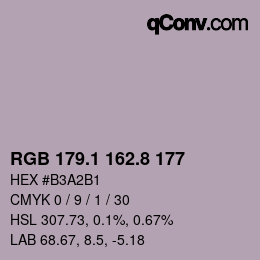 Color code: RGB 179.1 162.8 177 | qconv.com
