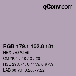 Color code: RGB 179.1 162.8 181 | qconv.com