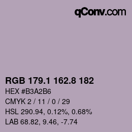 Color code: RGB 179.1 162.8 182 | qconv.com