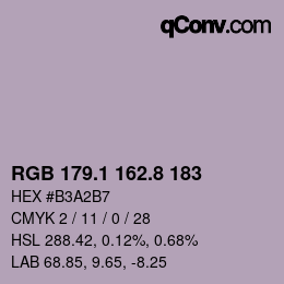Color code: RGB 179.1 162.8 183 | qconv.com