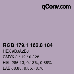 Color code: RGB 179.1 162.8 184 | qconv.com