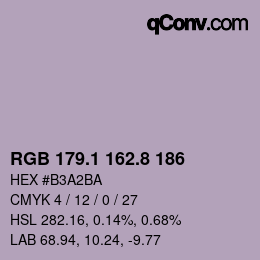 Color code: RGB 179.1 162.8 186 | qconv.com