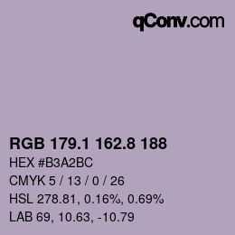 Color code: RGB 179.1 162.8 188 | qconv.com