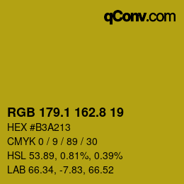 カラーコード: RGB 179.1 162.8 19 | qconv.com