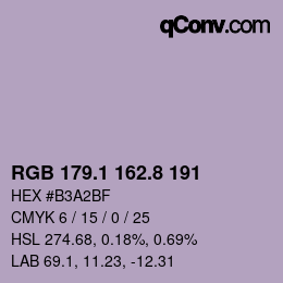 Color code: RGB 179.1 162.8 191 | qconv.com