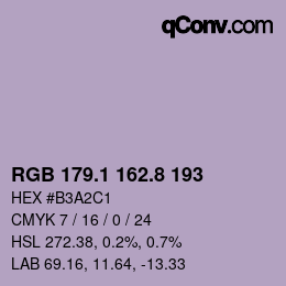 Color code: RGB 179.1 162.8 193 | qconv.com