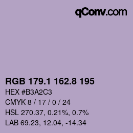 カラーコード: RGB 179.1 162.8 195 | qconv.com