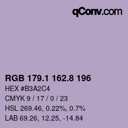 Color code: RGB 179.1 162.8 196 | qconv.com