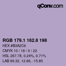 Color code: RGB 179.1 162.8 198 | qconv.com
