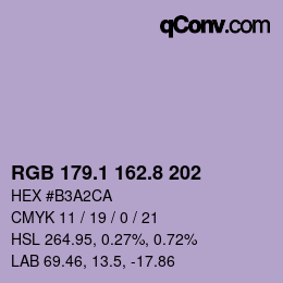 Color code: RGB 179.1 162.8 202 | qconv.com
