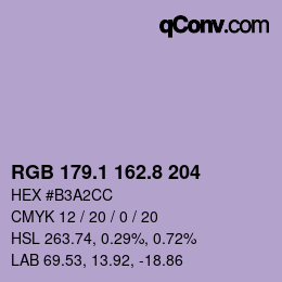 カラーコード: RGB 179.1 162.8 204 | qconv.com