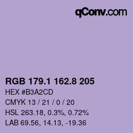Color code: RGB 179.1 162.8 205 | qconv.com