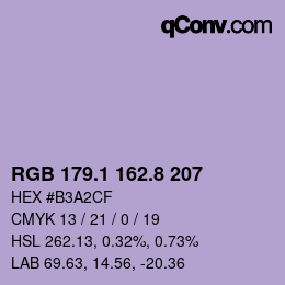 Color code: RGB 179.1 162.8 207 | qconv.com