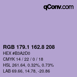 Color code: RGB 179.1 162.8 208 | qconv.com