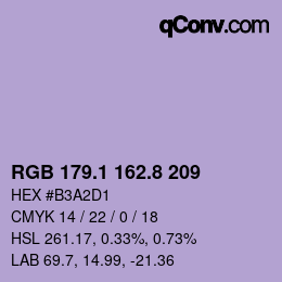 Color code: RGB 179.1 162.8 209 | qconv.com