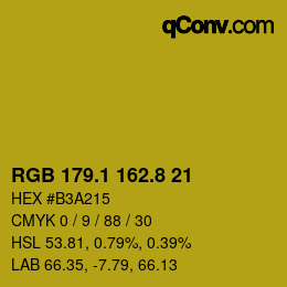 カラーコード: RGB 179.1 162.8 21 | qconv.com