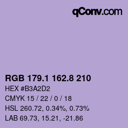 Color code: RGB 179.1 162.8 210 | qconv.com