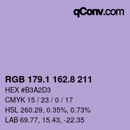 Color code: RGB 179.1 162.8 211 | qconv.com