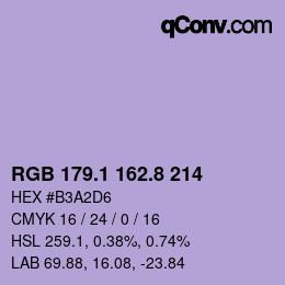 カラーコード: RGB 179.1 162.8 214 | qconv.com