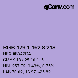 カラーコード: RGB 179.1 162.8 218 | qconv.com