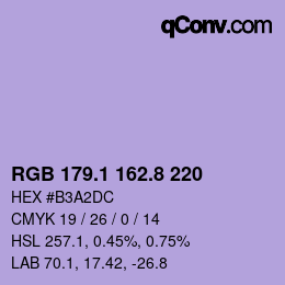 カラーコード: RGB 179.1 162.8 220 | qconv.com