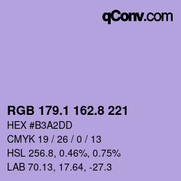 カラーコード: RGB 179.1 162.8 221 | qconv.com