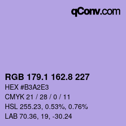 Color code: RGB 179.1 162.8 227 | qconv.com