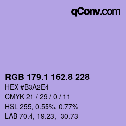 カラーコード: RGB 179.1 162.8 228 | qconv.com