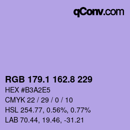 カラーコード: RGB 179.1 162.8 229 | qconv.com