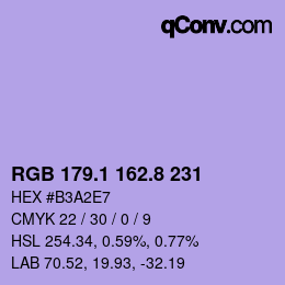 カラーコード: RGB 179.1 162.8 231 | qconv.com