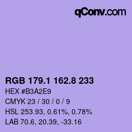 カラーコード: RGB 179.1 162.8 233 | qconv.com