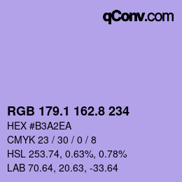カラーコード: RGB 179.1 162.8 234 | qconv.com