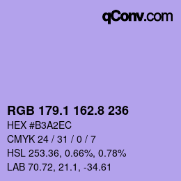 カラーコード: RGB 179.1 162.8 236 | qconv.com