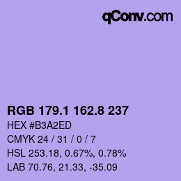 カラーコード: RGB 179.1 162.8 237 | qconv.com