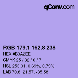 カラーコード: RGB 179.1 162.8 238 | qconv.com