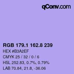 カラーコード: RGB 179.1 162.8 239 | qconv.com