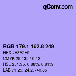 カラーコード: RGB 179.1 162.8 249 | qconv.com