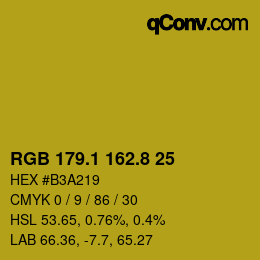 カラーコード: RGB 179.1 162.8 25 | qconv.com