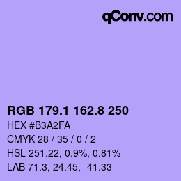 カラーコード: RGB 179.1 162.8 250 | qconv.com