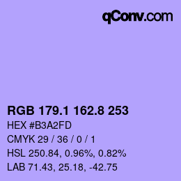 カラーコード: RGB 179.1 162.8 253 | qconv.com