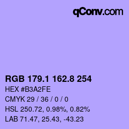 カラーコード: RGB 179.1 162.8 254 | qconv.com