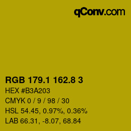 カラーコード: RGB 179.1 162.8 3 | qconv.com