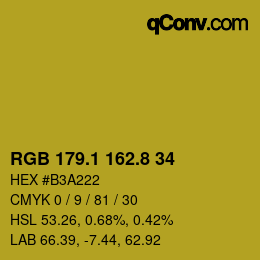 カラーコード: RGB 179.1 162.8 34 | qconv.com