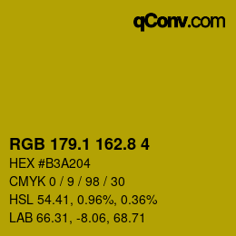 カラーコード: RGB 179.1 162.8 4 | qconv.com