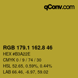 カラーコード: RGB 179.1 162.8 46 | qconv.com