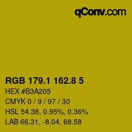 カラーコード: RGB 179.1 162.8 5 | qconv.com