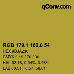カラーコード: RGB 179.1 162.8 54 | qconv.com