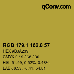 カラーコード: RGB 179.1 162.8 57 | qconv.com