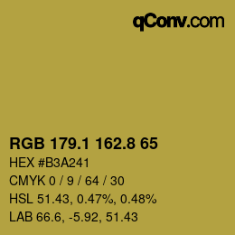 カラーコード: RGB 179.1 162.8 65 | qconv.com