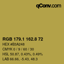 カラーコード: RGB 179.1 162.8 72 | qconv.com